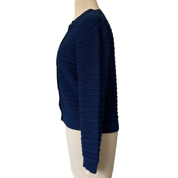 PrettyGarden Women's Knit Cardigan Crew Neck Sweater Long Sleeves Navy, Size S - Picture 4 of 9
